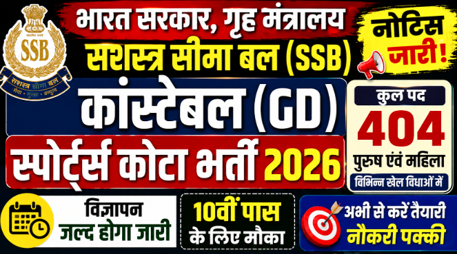 SSB Constable GD Sports Quota Recruitment 2026
