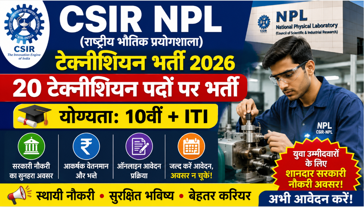 CSIR NPL Technician Recruitment 2026
