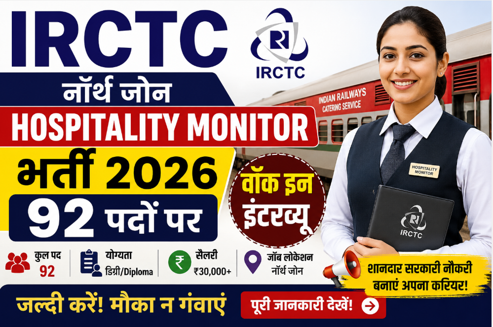 IRCTC North Zone Hospitality Monitor Recruitment 2026