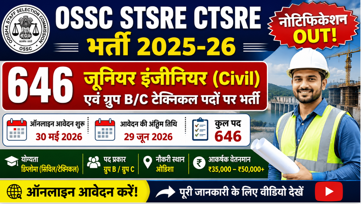 OSSC STSRE CTSRE Recruitment 2025-26 