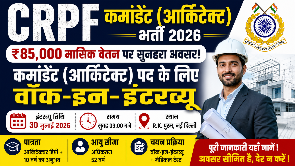 CRPF Commandant Architect Recruitment 2026