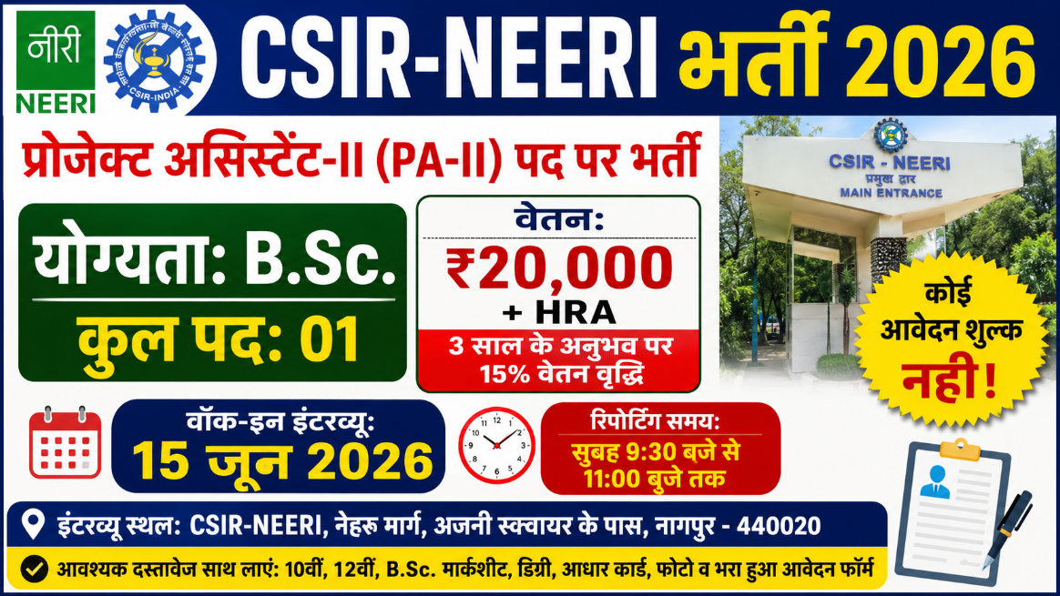 CSIR-NEERI Recruitment 2026
