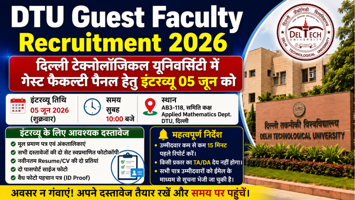 DTU Guest Faculty Recruitment 2026