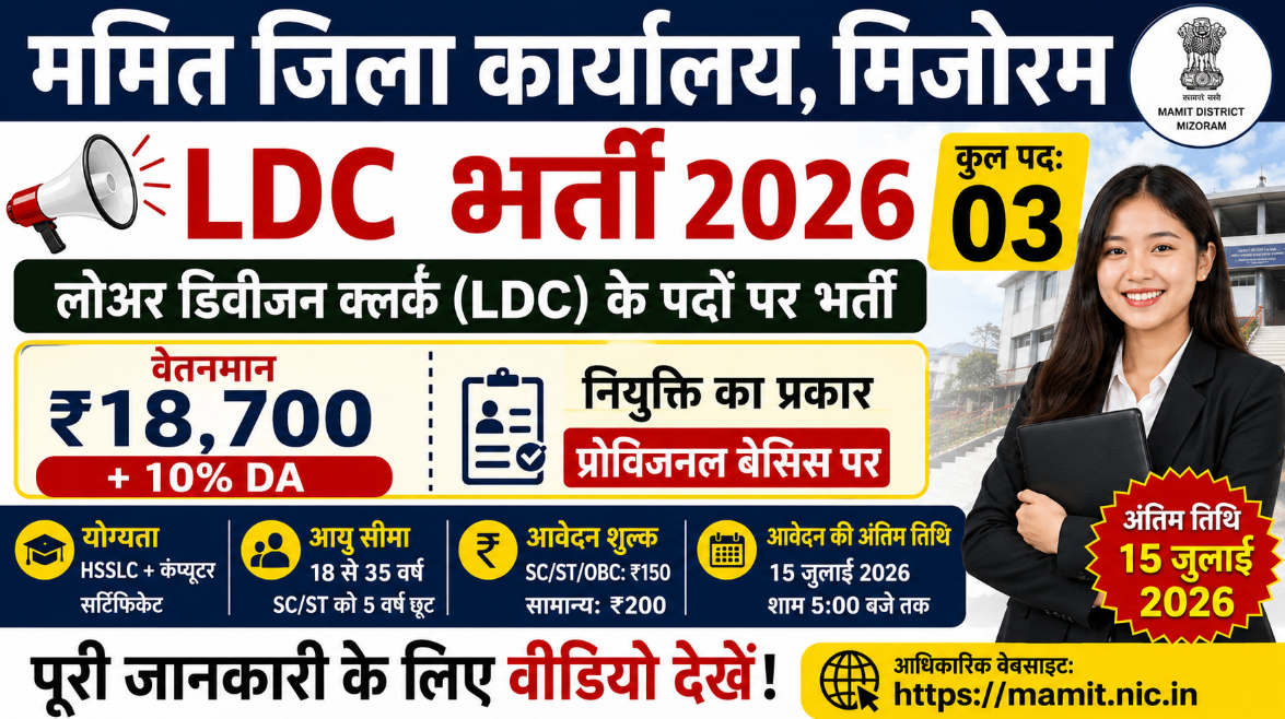 Mamit DC Office LDC Recruitment 2026