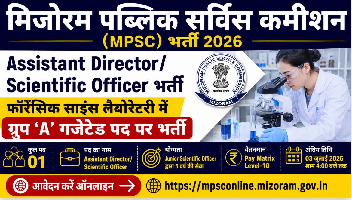Mizoram PSC Assistant Director/Scientific Officer Recruitment 2026