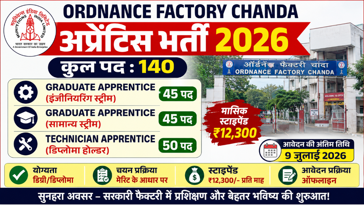 Ordnance Factory Chanda Recruitment 2026