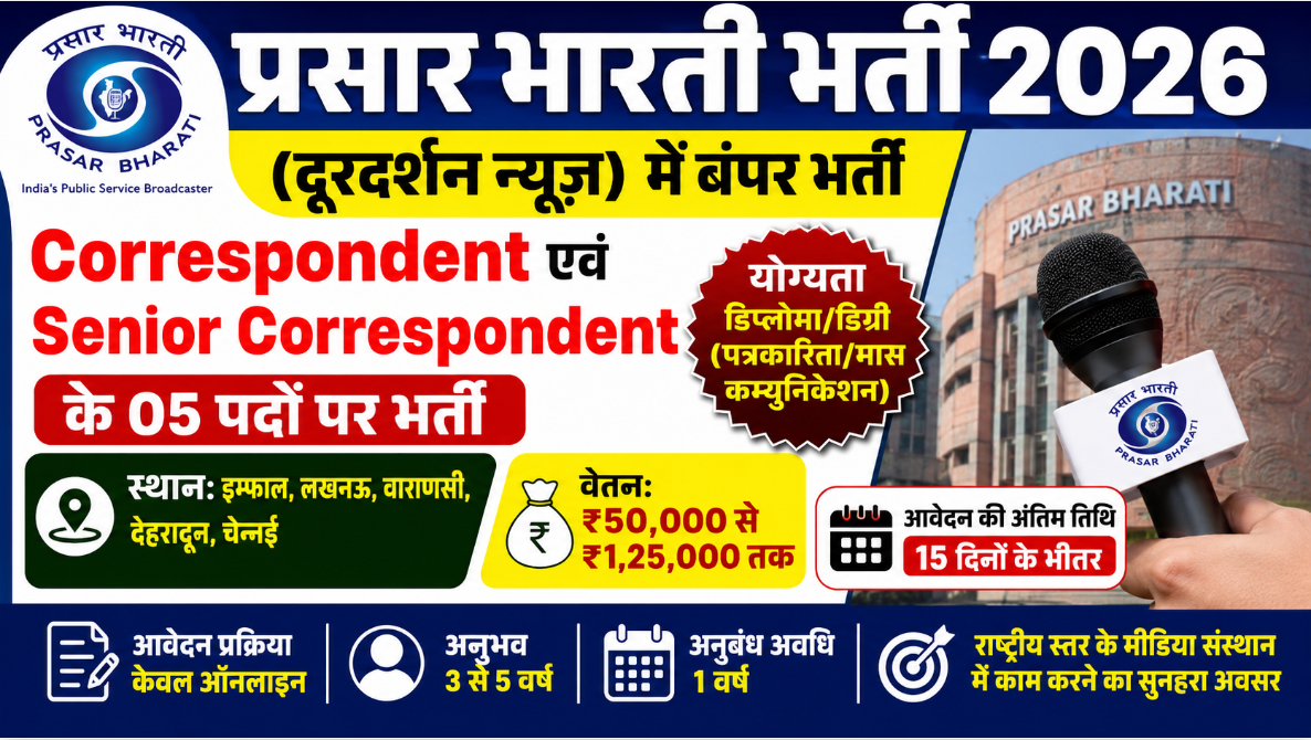 Prasar Bharati Correspondent Recruitment 2026